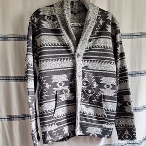 Canyon River Blues Black and Gray Patterned Cardigan